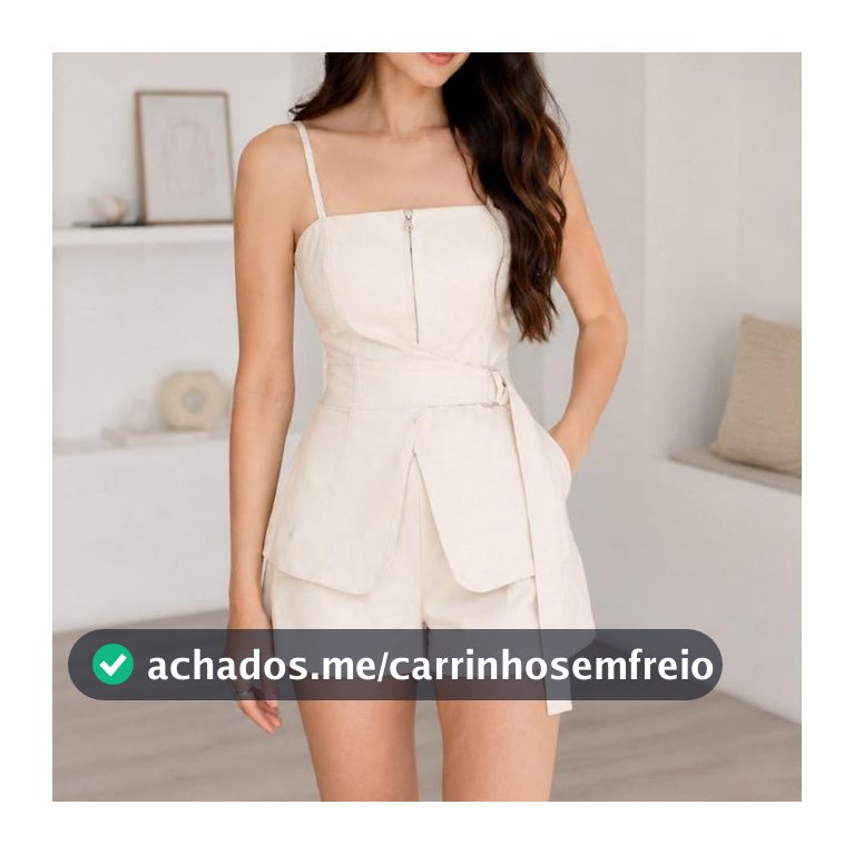 Conjunto Feminino 2 Peças Short Cintura Alta e Blusa Alça com Zíper Cinto Alfaiataria Elegante