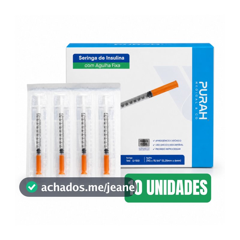 Seringa Insulina 1ml Agulha Fixa 6x0,25mm Venper - Kit 10un / 30un / 50un
