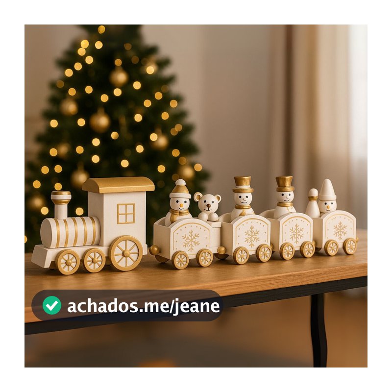 Trenzinho Locomotiva Enfeite de Natal Hf Madeira Decorativo Papai Noel Natal