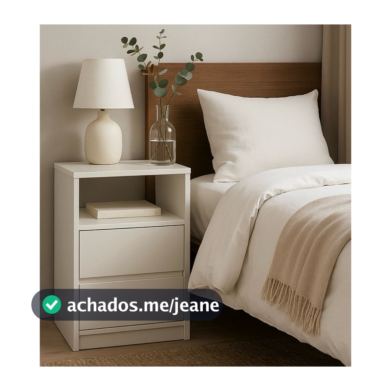 Mesa de cabeceira de chão 2 gavetas e nicho 40x60x30cm mdf branco