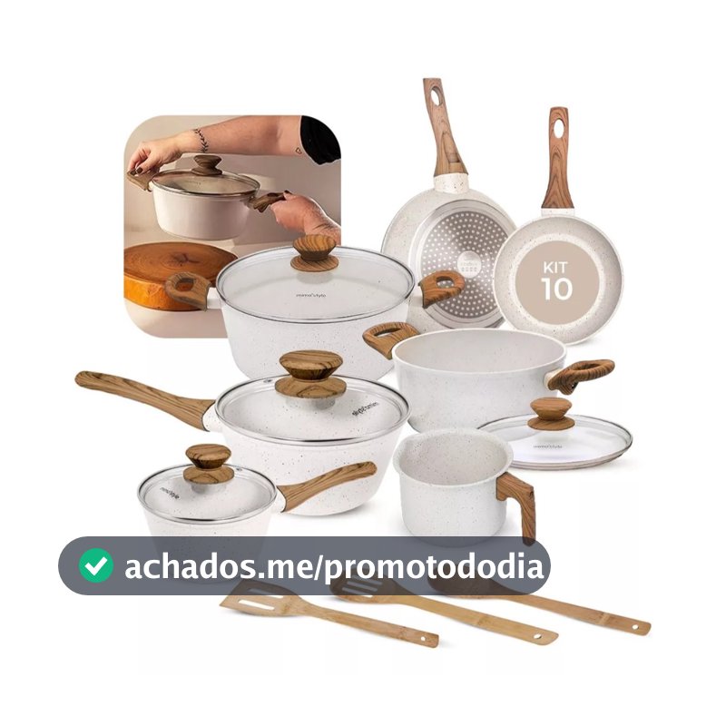 Jogo De Panelas Indução Kit 10 Peças Revestimento Cerâmico Style Cook Marmol - Mimo Style Premium