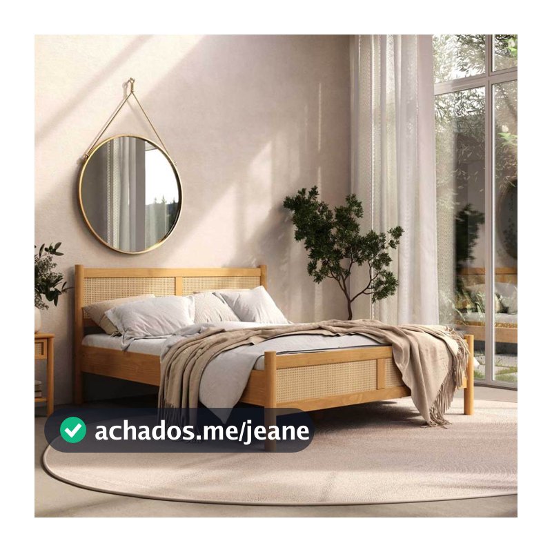 Cama Queen Rattan Madeira Maciça 200 x 160 cm Freijó Cefira