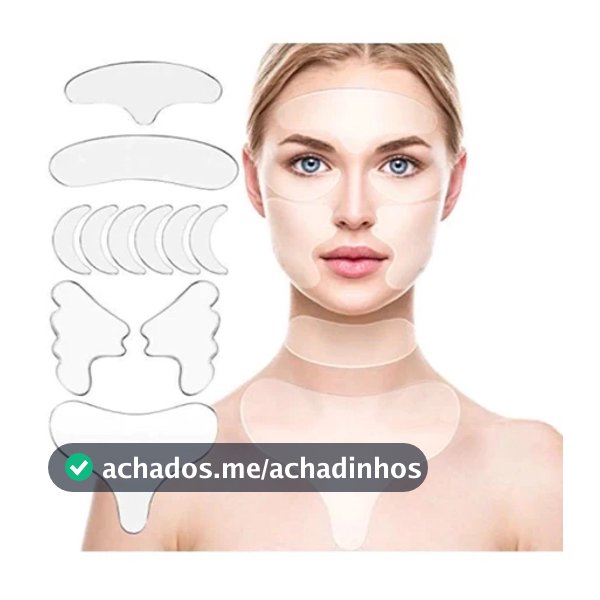 adesivo anti rugas Kit 16 Peças Reutilizável para Rosto Adesivo Fita Gel Silicone Anti-rugas Linhas Faciais