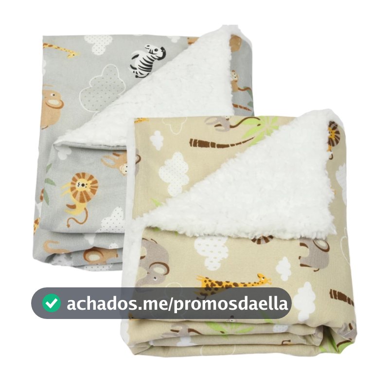 Kit Manta Cobertor Bebê Dupla Face Sherpa Algodão Menino Menina Promoção