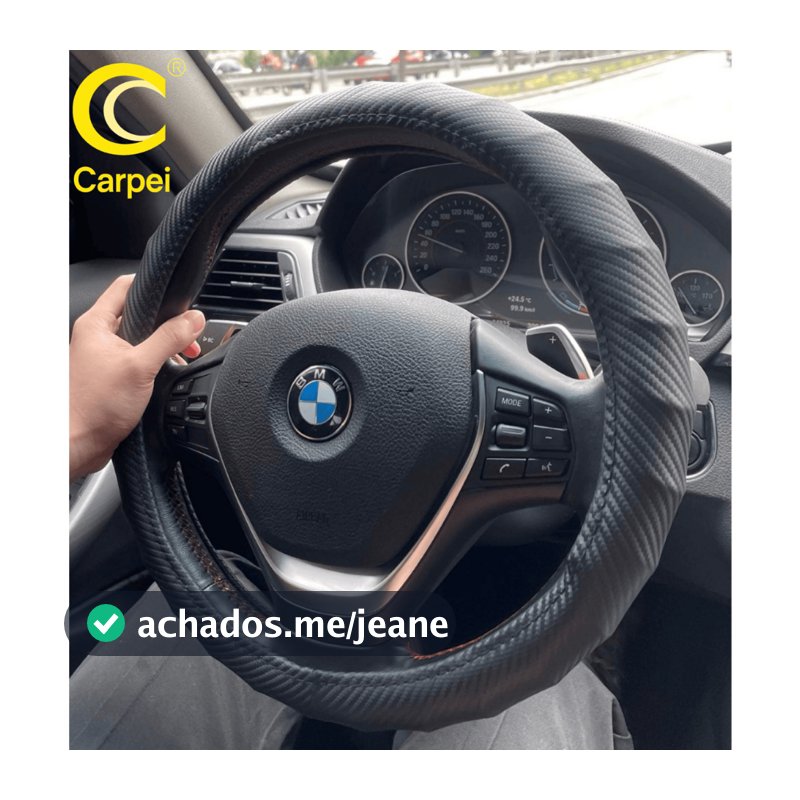Capa Para Volante De Carro Antiderrapante Fibra de Carbono Universal 38cm Diversos Modelos