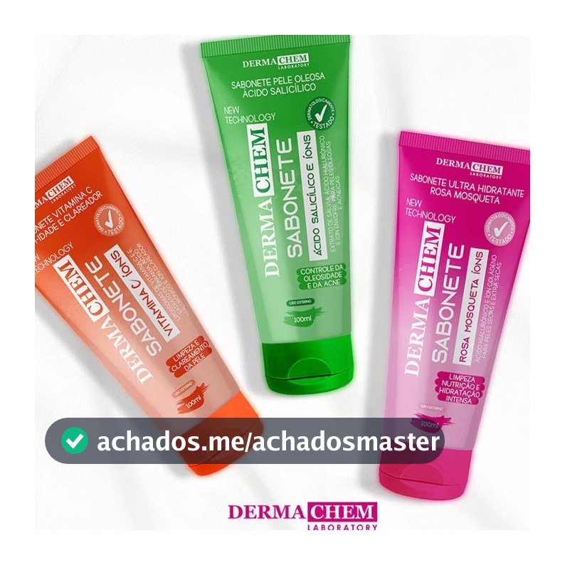 Sabonete Limpeza e Nutrição/Vitamina C/Rosa Mosqueta/Controle Oleosidade Dermachem