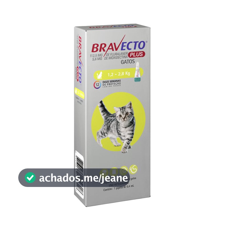 Antipulgas MSD  Bravecto Plus Gatos de 1,2 a 2,8 kg 112,5mg