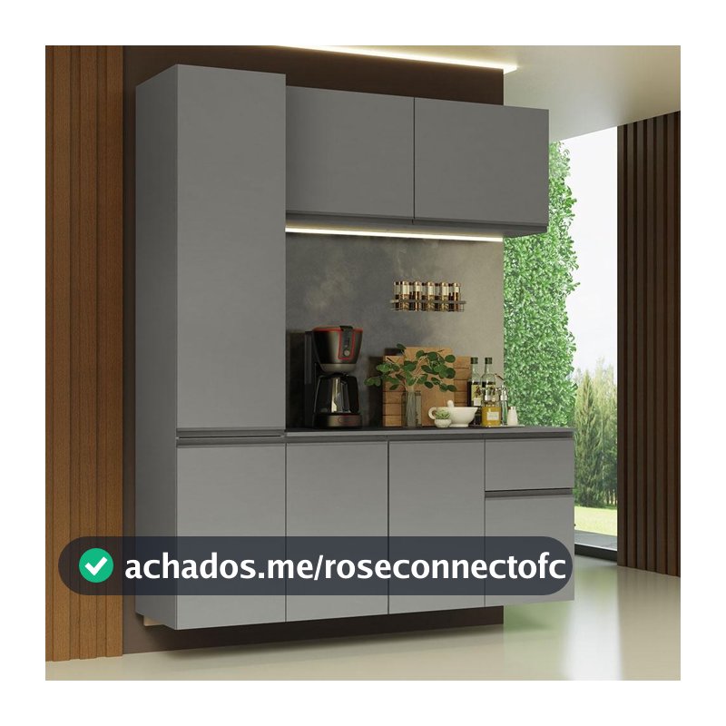 Armário de Cozinha Compacta Suspenso 160cm Cinza Nice Madesa 02