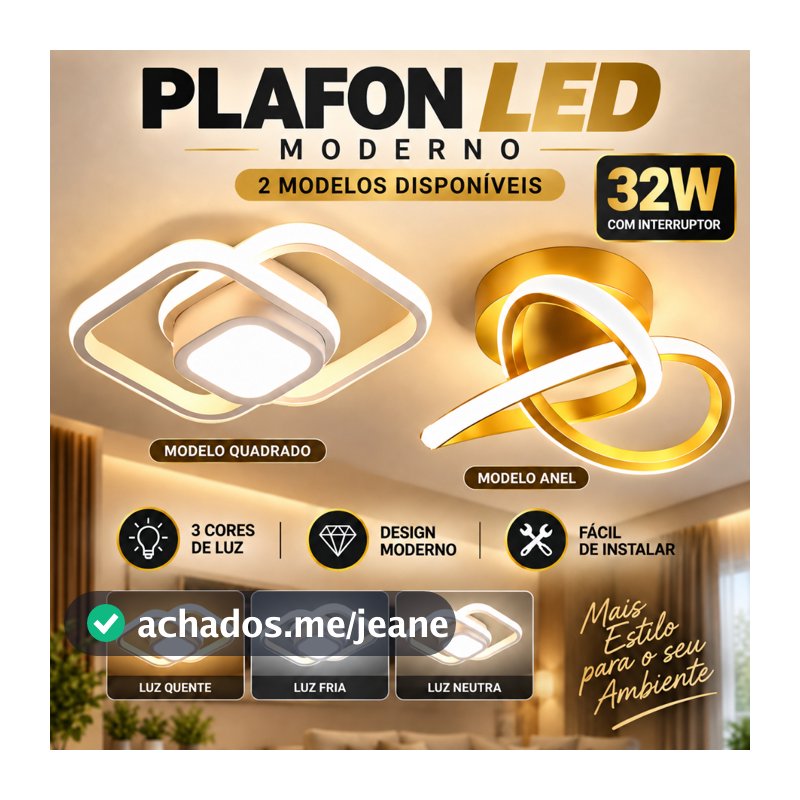32W Luminária De Teto Plafon Led Moderna Lustre para Corredor Sala Quarto Cozinha
