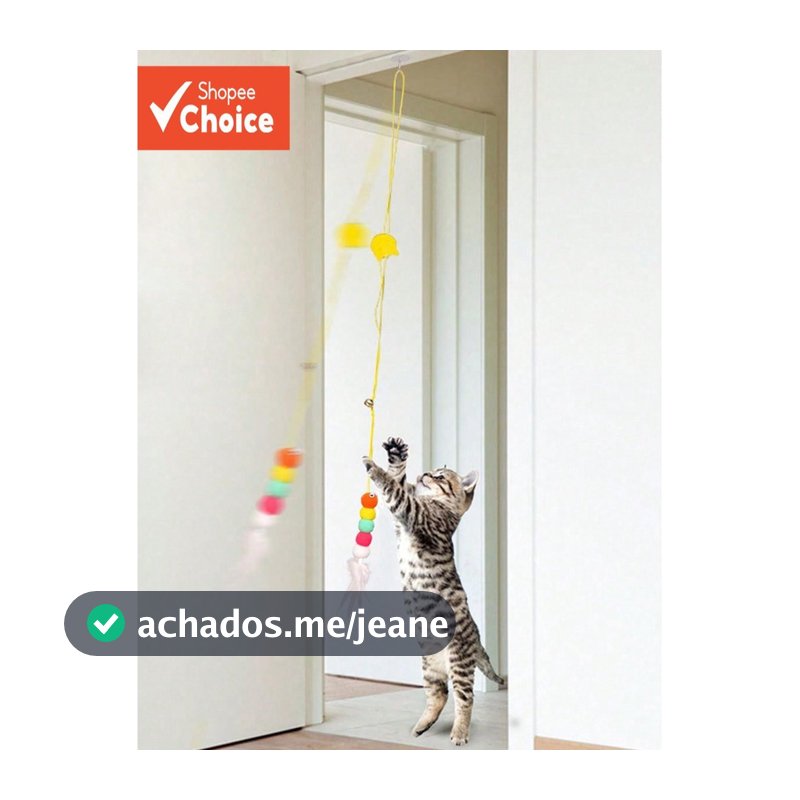 Brinquedo Interativo Para Gatos – Varinha De Penas Suspensa Diversão Automática E Balançando