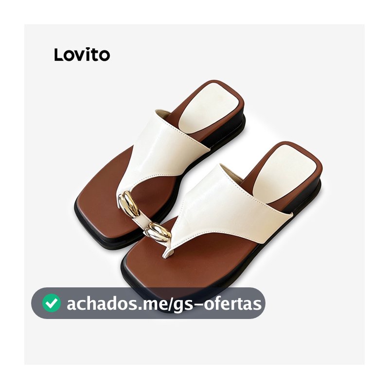 Lovito Sandálias Rasteiras Casuais Com Design Coreano Colorblock Brancas Para Mulheres LFA118025