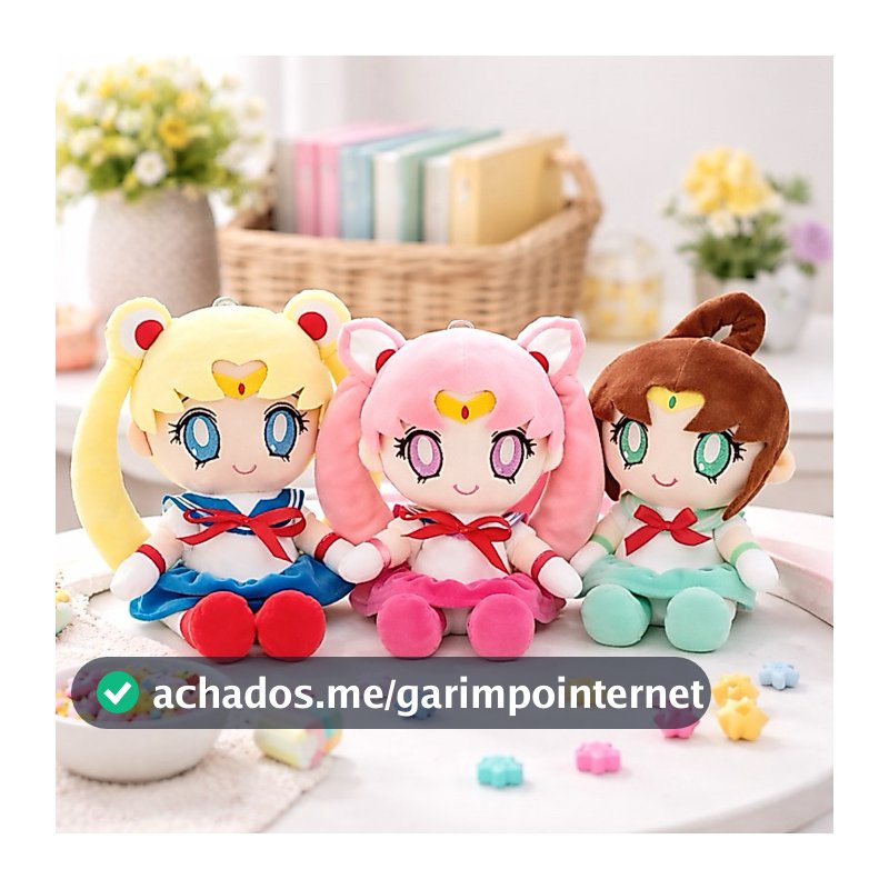 Pelúcia Sailor Moon Chibi Moon Jupiter 30cm Boneca Anime Kawaii Presente Fofo Usagi Tsukino Chibiusa Makoto Kino