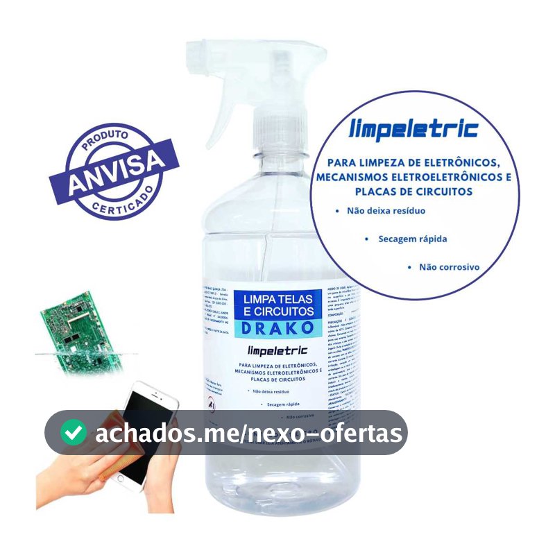 Limpeletric 99,8% Drako Solução Limpa telas tv notebook placas circuitos celular
