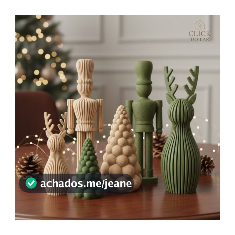 KIT DECORAÇÃO DE NATAL MINIMALISTA MODERNO ARVORE, RENAS E QUEBRA-NOZES MESA POSTA APARADOR SALA
