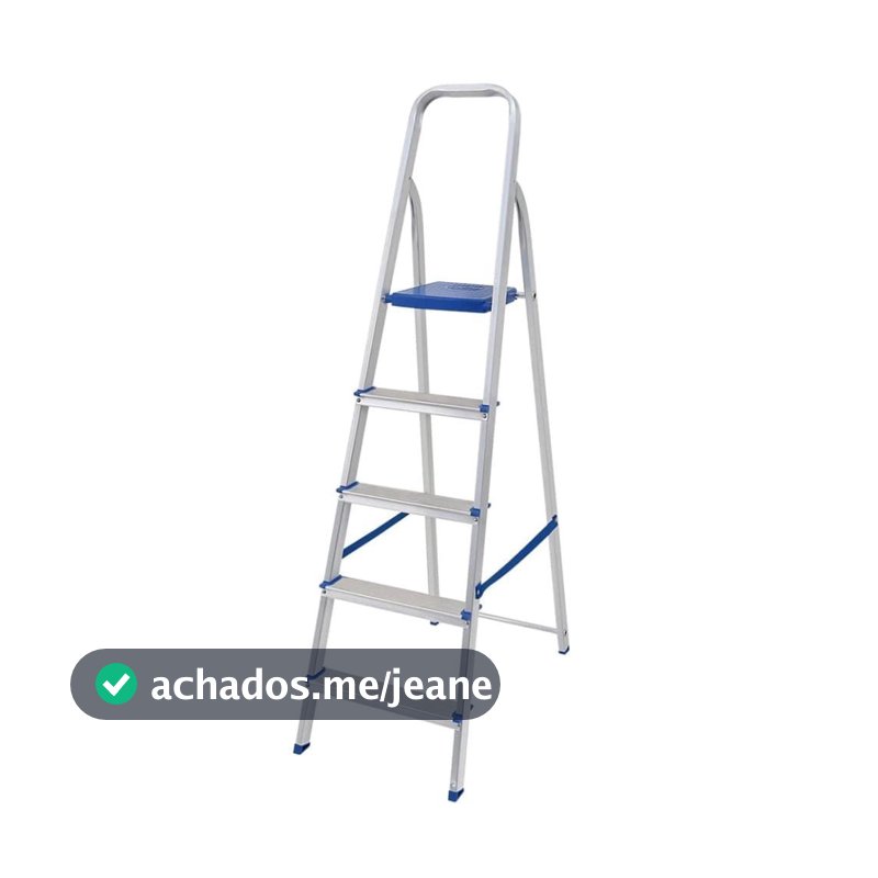 Escada Mor de Alumínio 5 Degraus, Uso Doméstico