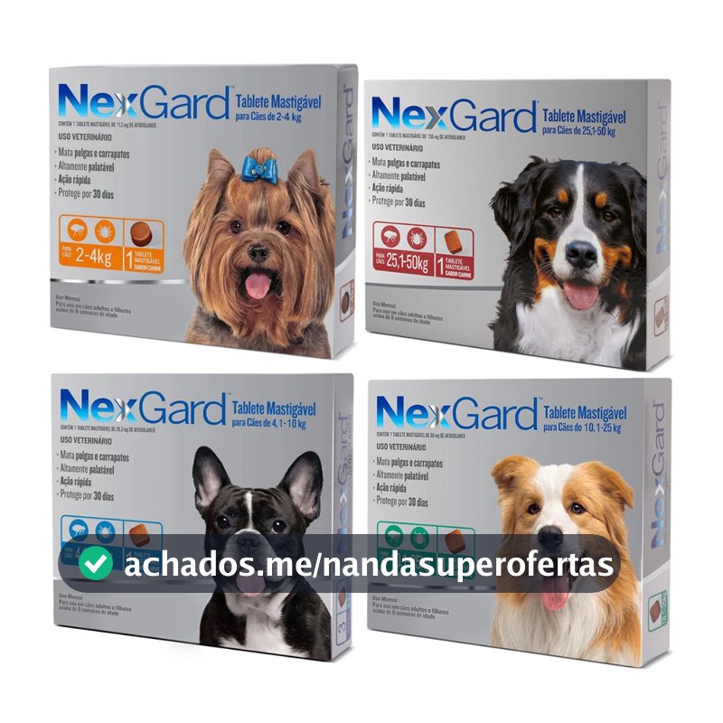 Nexgard de 2kg a 50kg 1 Tablete Antipulgas e Carrapatos Para Cachorro