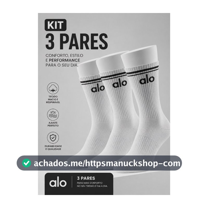 Meia Academia Kit 3 Pares Cano Longo Premium Algodão Para Treino e Dia a Dia