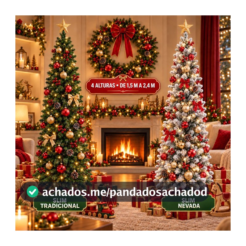 Árvore Natal Slim 240cm 900 Galhos Pinheiro Tradicional/Nevada Luxo Decoração 1.5m/1.8m/2.1m LuvinCo