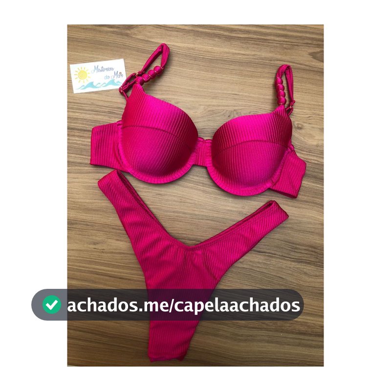 Biquini meia taça canelado c/ detalhes na alça