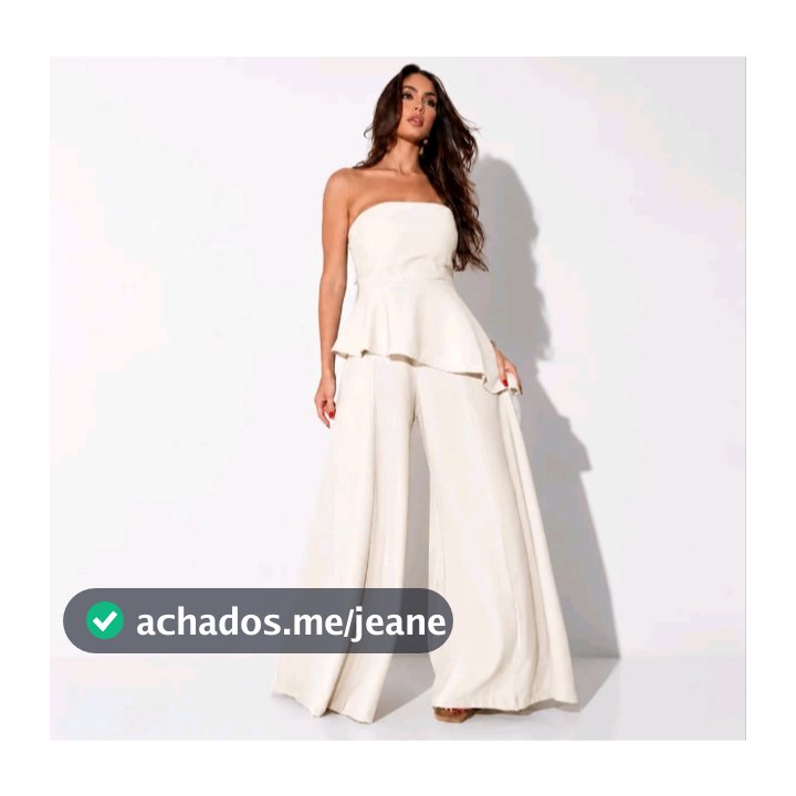 Conjunto Feminino Calça Pantalona e Top Peplum Assimétrico Tomara Que Caia Moda Alfaiataria