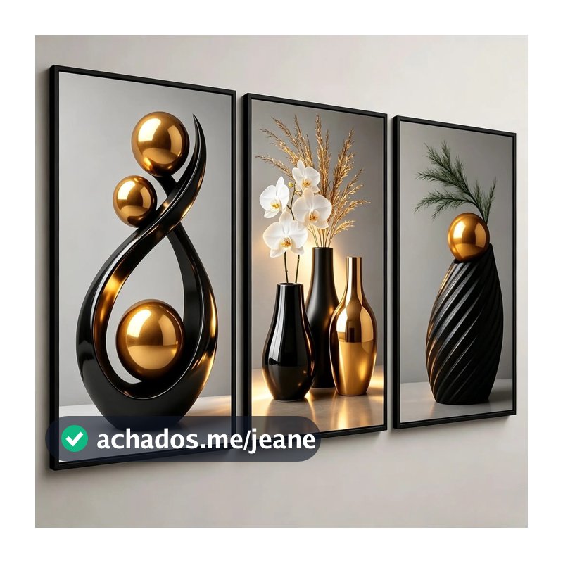 Kit 3 Quadros Decorativos Geometria Abstrata Estilo zen Moderno Decoração Artística Para Sala de Estar e Quarto