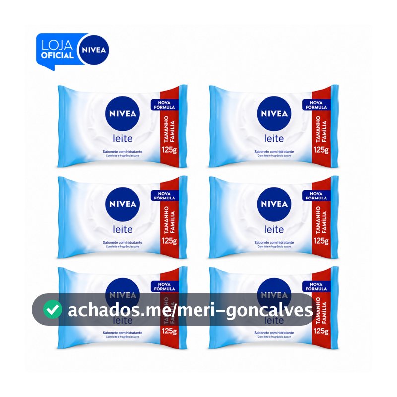 KIT NIVEA Sabonete em Barra Leite 125g - 6 Unidades