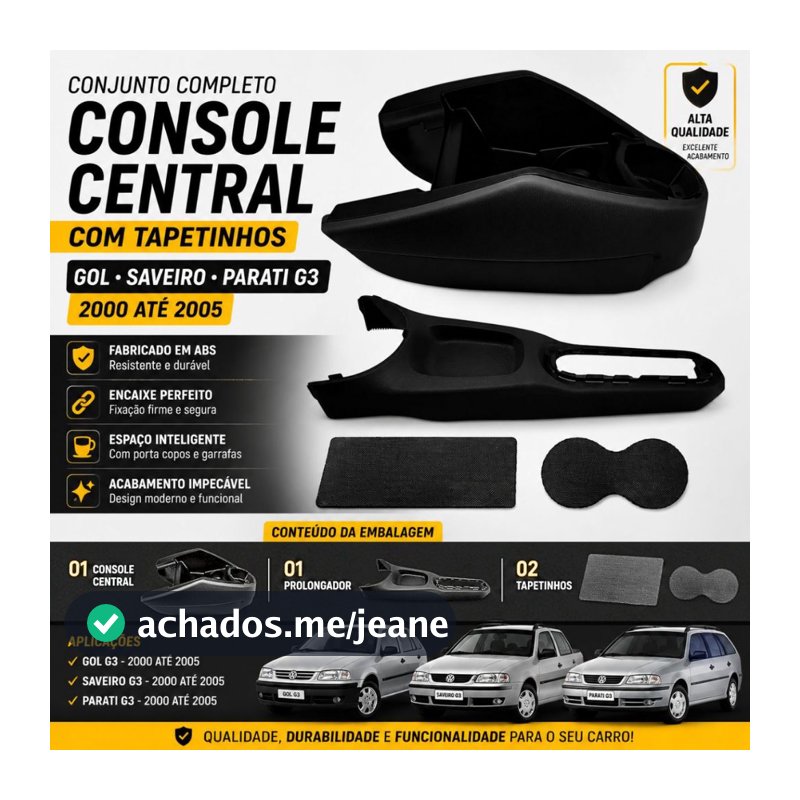Kit Console Central Prolongador Com Tapetinho Gol Saveiro Parati G3
