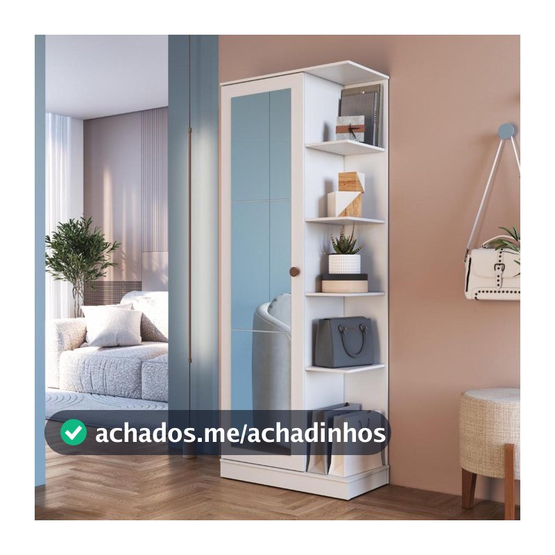 Sapateira 1 Porta com Espelho Paris Fidelitá Branco
