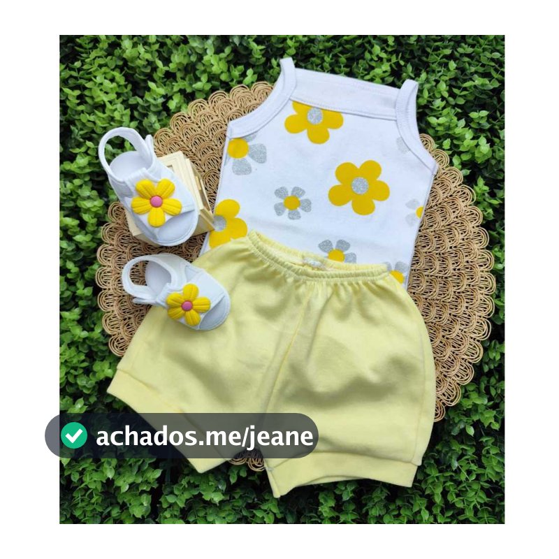 Conjunto Sandália Com Body Flor E Short Bebe Menina Mesversário Estampado Verão 100% Suedine