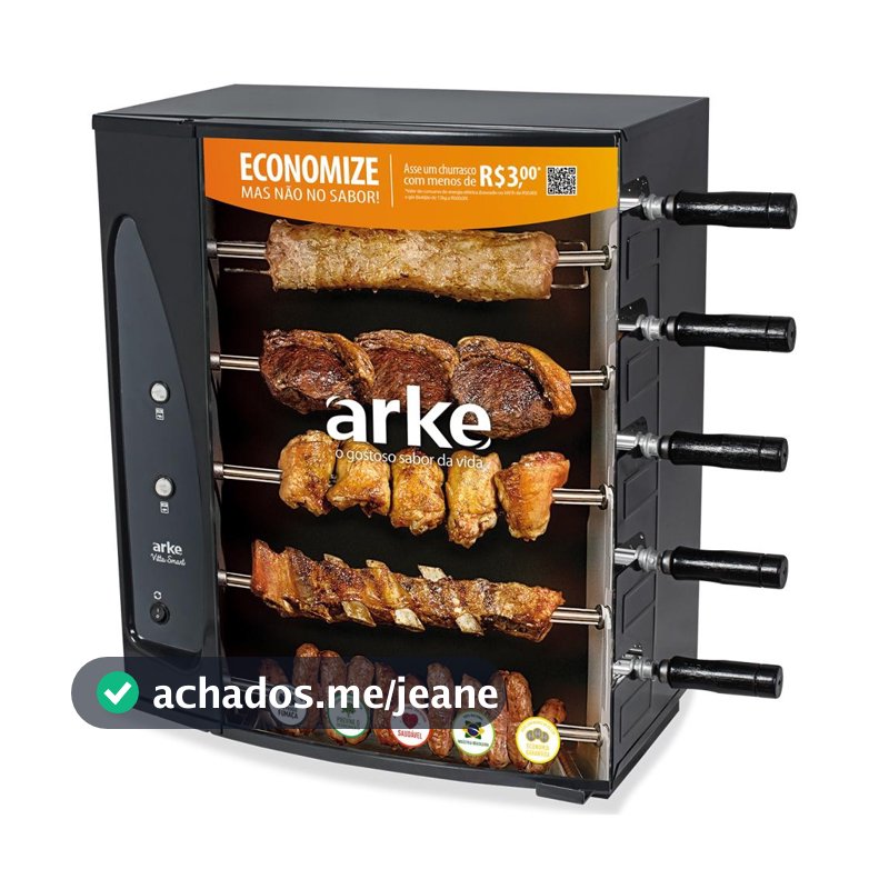 Churrasqueira Elétrica Arke Apartamento Rotativa Com 5 Espetos 220v Vitta Smart