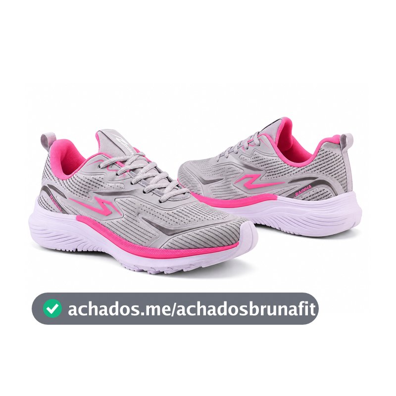 Tênis Feminino Esportivo Leve Confortável Academia Corrida Cinza Pink Ultraleve