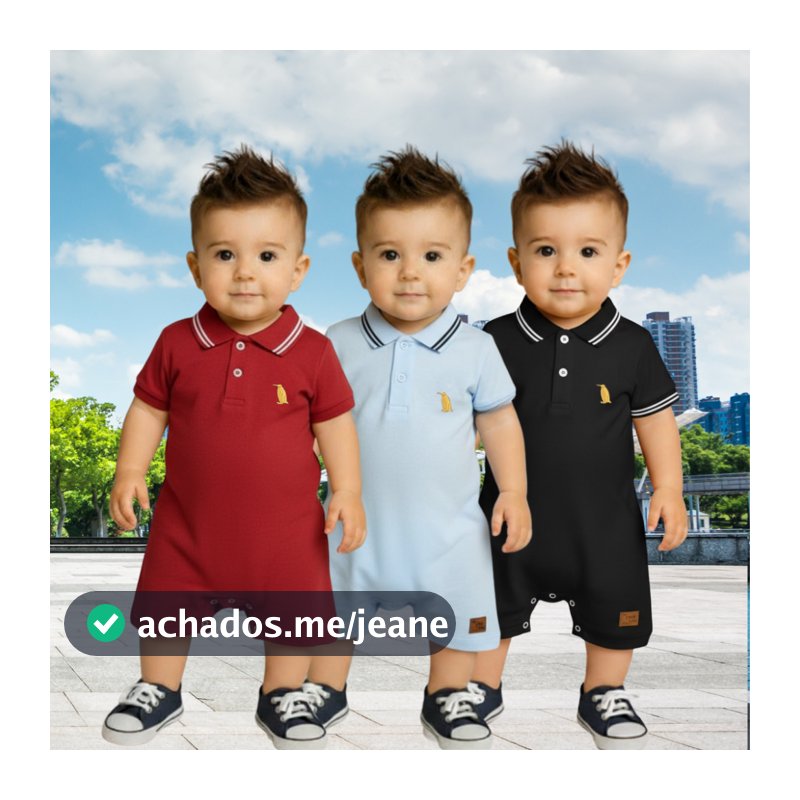Macacão Curto Bebê Menino Romper Gola Polo de Criança Fashionista Roupa infantil Natal Ano Novo