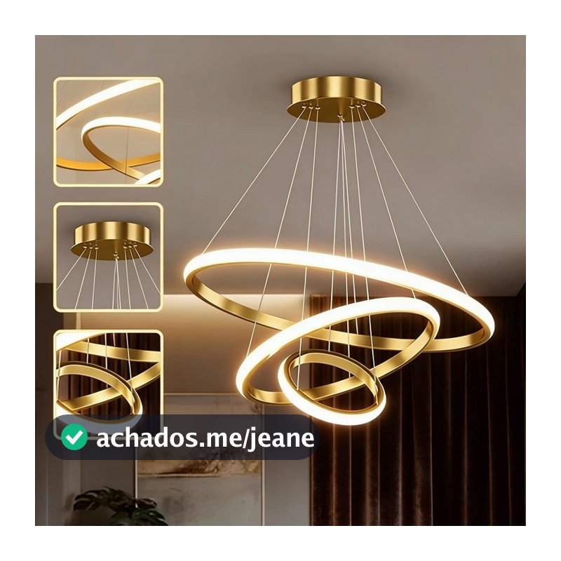 Lustre LED Minimalista Nórdico - 3 Modos de Luz, Ideal para Sala e Cozinha, Iluminação Soft e Econômica O15