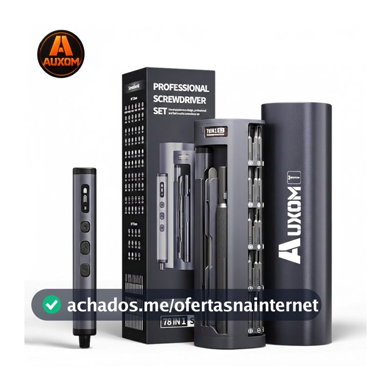 AUXOM Parafusadeira Elétrica Precisão 78 em 1 Magnética Aço S2 OLED USB-C Kit Reparo Celular PC