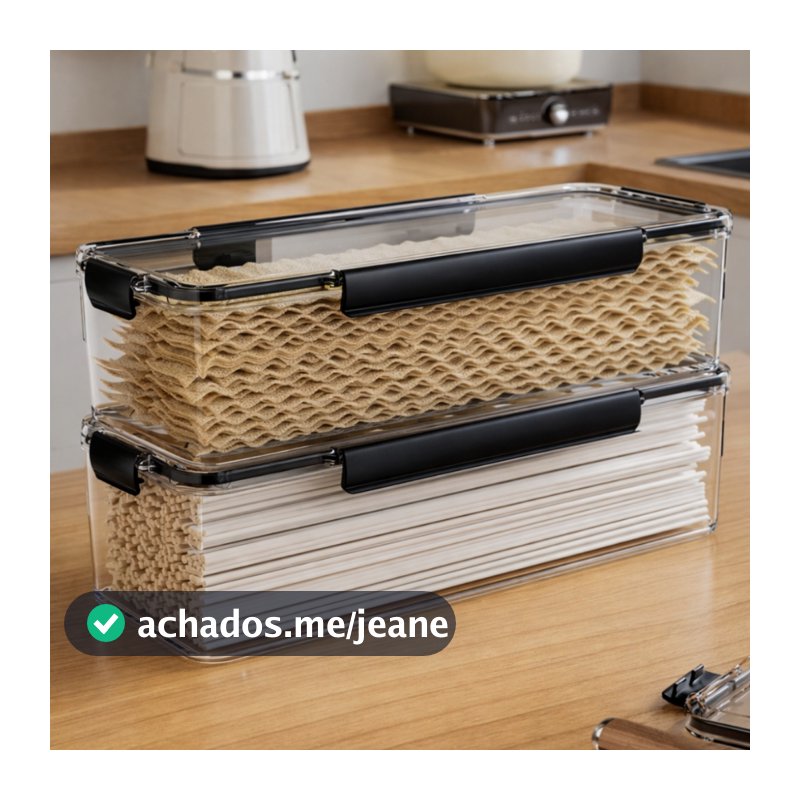 Kit 2 Potes Herméticos Organizador Empilhavel Mantimentos Com Lacre Vedação Casa Cozinha Organização Decoração