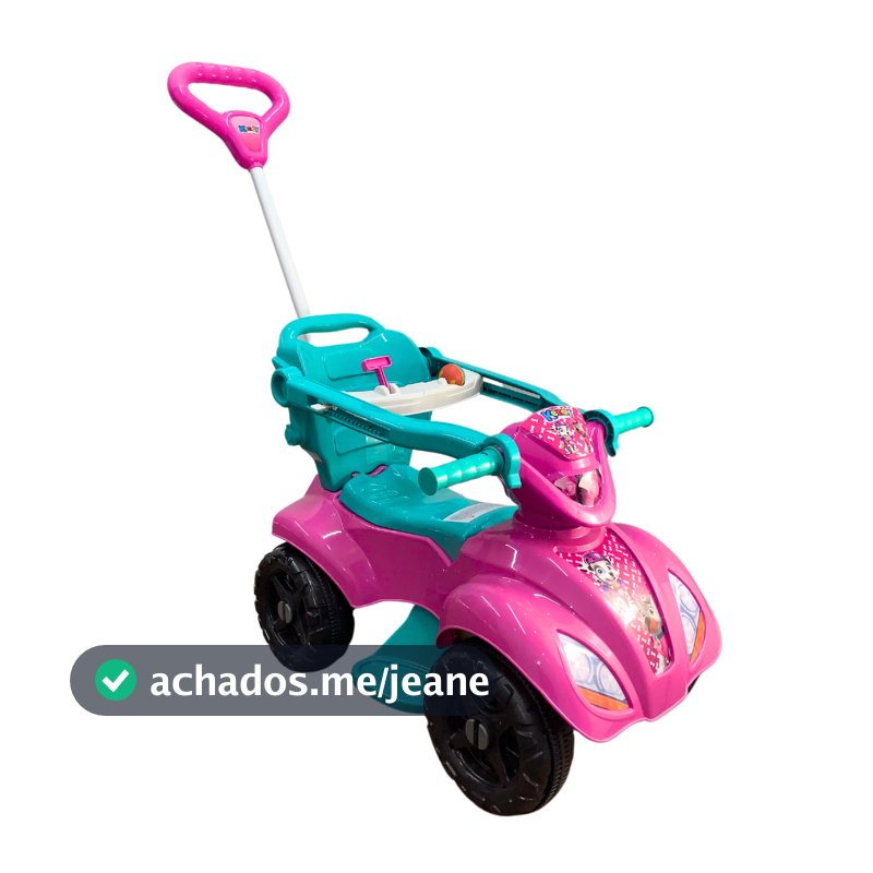 Quadriciclo Rosa 1 a 3 anos até 30Kg Dog Menina Carro Passeio  - Reforçado e com Ajustes P/ Criança Até 1mt