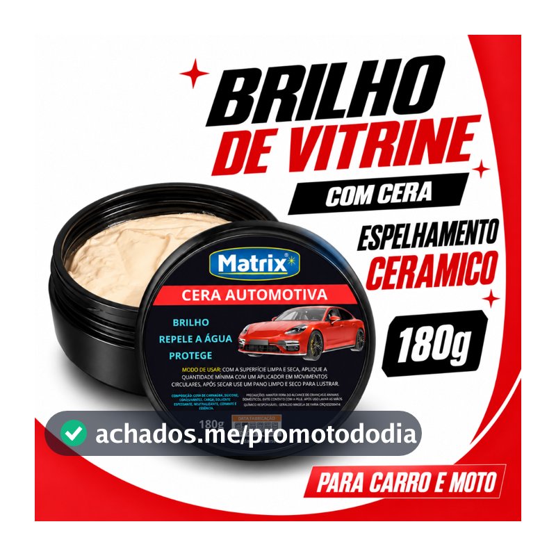 Cera Automotiva Espelho Cerâmico – Brilho intenso, Repele Água, Proteção Sol e Chuva