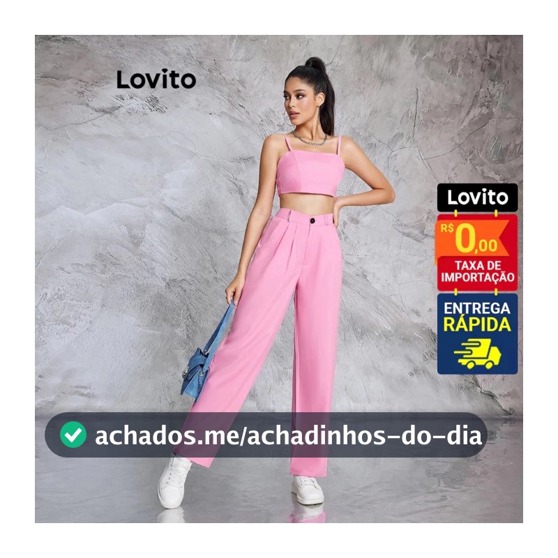 Lovito Conjunto de Calça e Top Alfaiataria Moda Feminina BRPSB2BR008