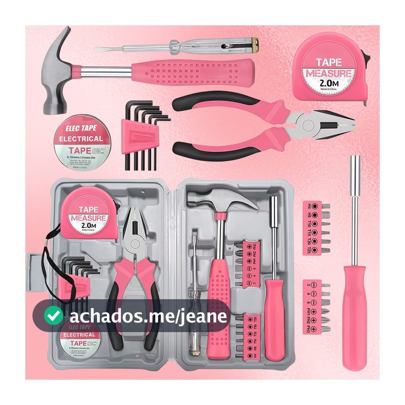 🌸Ferramentas Colorida Rosa para Mulher, Kit com 13/24/39Unidades para Reparos Domésticos e DIY