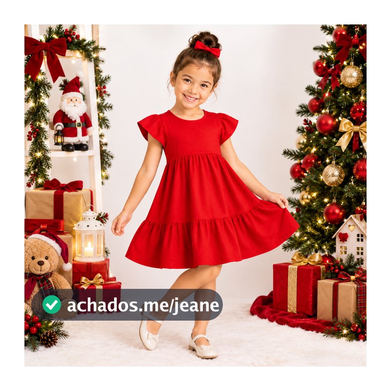 Vestido Infantil Menina Vermelho Modelo Marias  Natal Festa Natalina Elegante Confortável