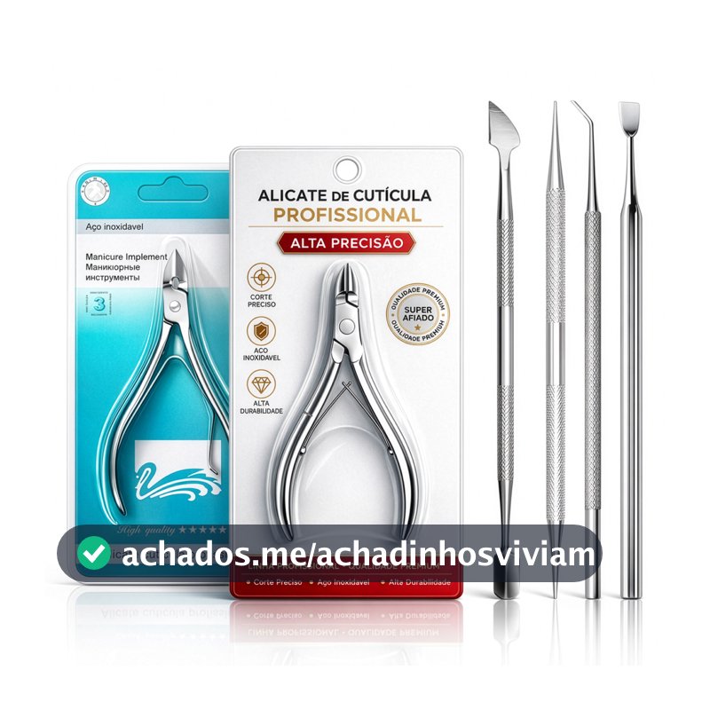 Kit Manicure 6 Peças Inox Alicate Corte Unha + Cutícula Espátula Palito Raspador Desencravador