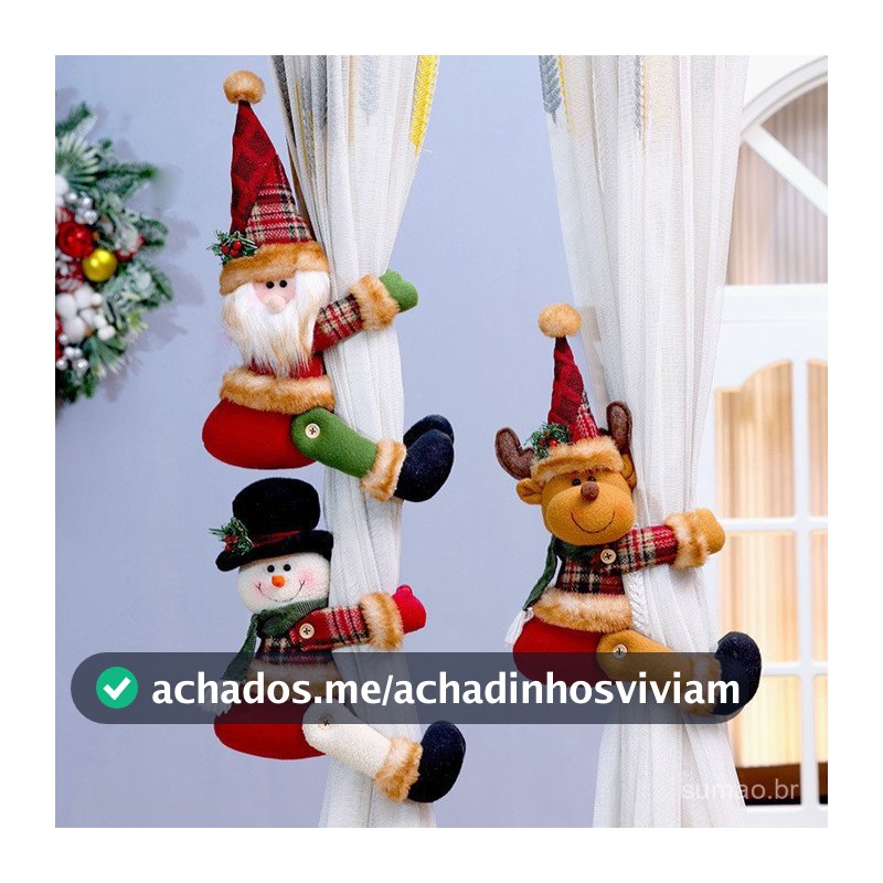 Prendedor de Cortina Natalino 12 Modelos, Papai Noel Boneco de Neve Rena, Decoração de Janela de Natal