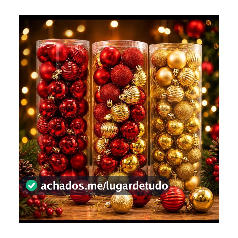 Kit 45 Bolas de Natal Bolinhas Decoração Árvore Enfeites Natalina Pendentes Premium
