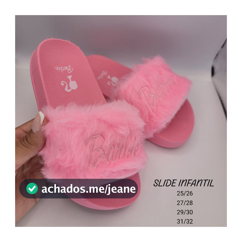 Chinelo Slide Infantil Menina Papete Feminina Pelucia com Pelinhos
