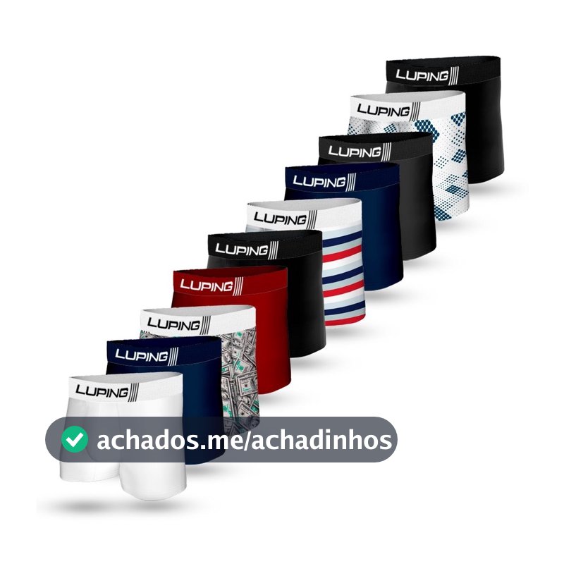 Kit 10, 5 Cueca Masculina Box Adulto Microfibra Forro 100% Algodão Cores Variadas
