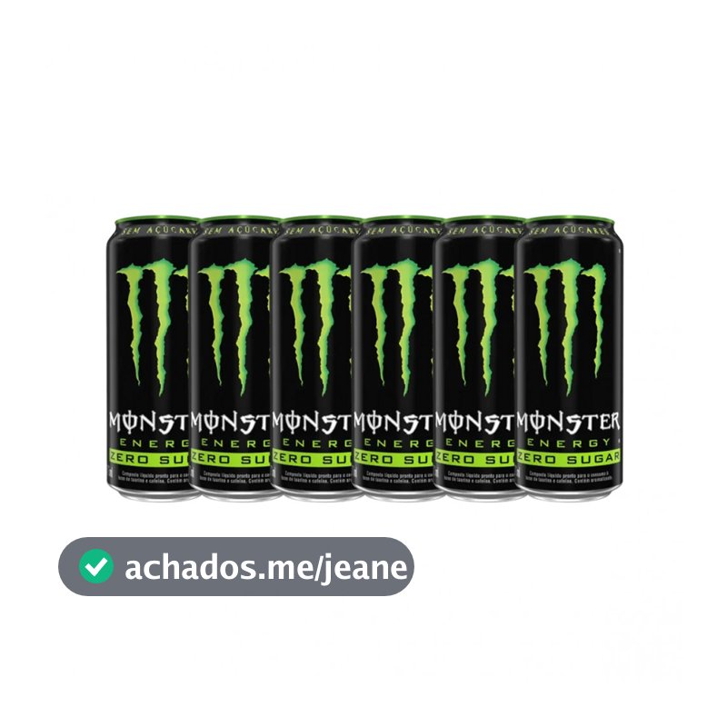 Kit com 6 Energético Zero Açúcar Monster 473ml