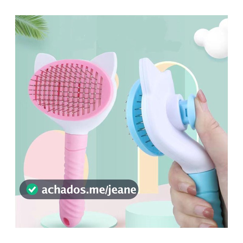 Pente Plastico Para Pentear Cachorros e Gatos Pet Tirar os Pelos - Botão Removedor de Pelos