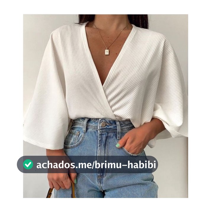 Blusa Feminina Transpassada Manga Morcego em Malha Canelada Premium