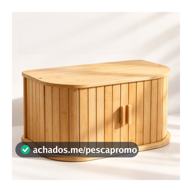 Organizador De Paes Em Bambu Porta Pao Para Bancada Casa