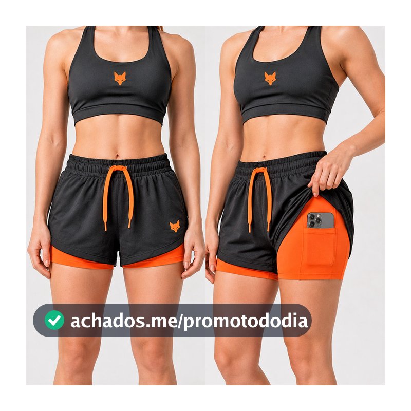 Kit Top Nadador E Bermuda Fit 2 Em 1 Feminina Beach Tennis Tênis Academia